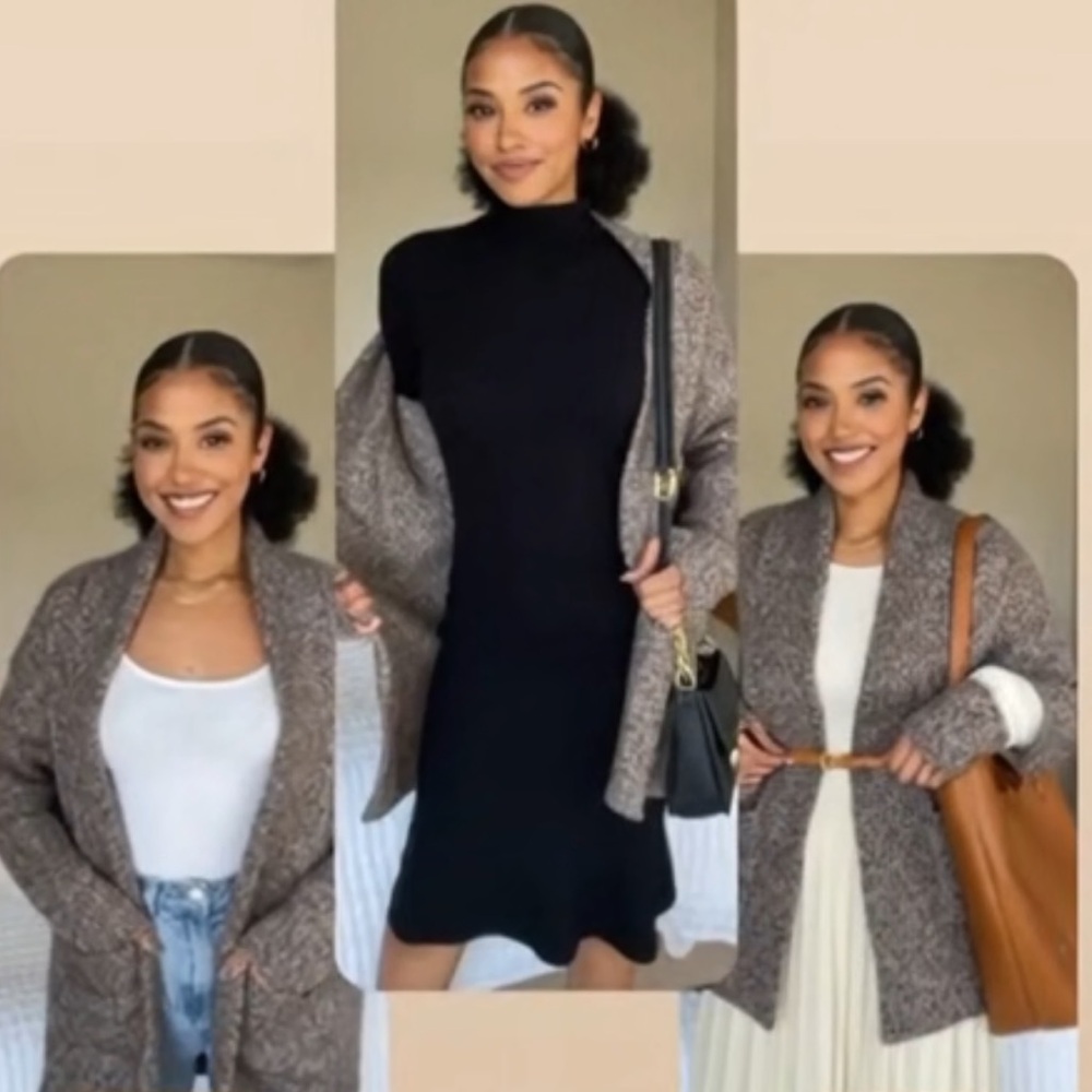Joe Fresh Brown Marled Knit Oversized Cardigan Sweater